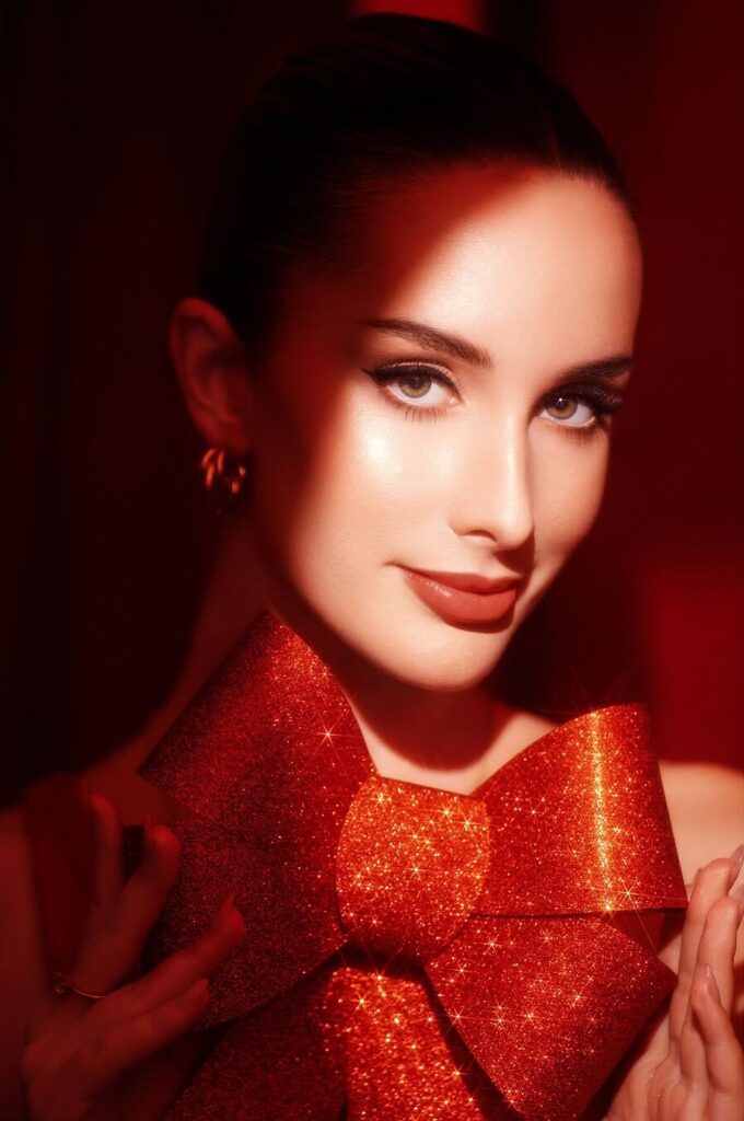 Beauty portrait with red glitter and a bow by ShotsByDeen